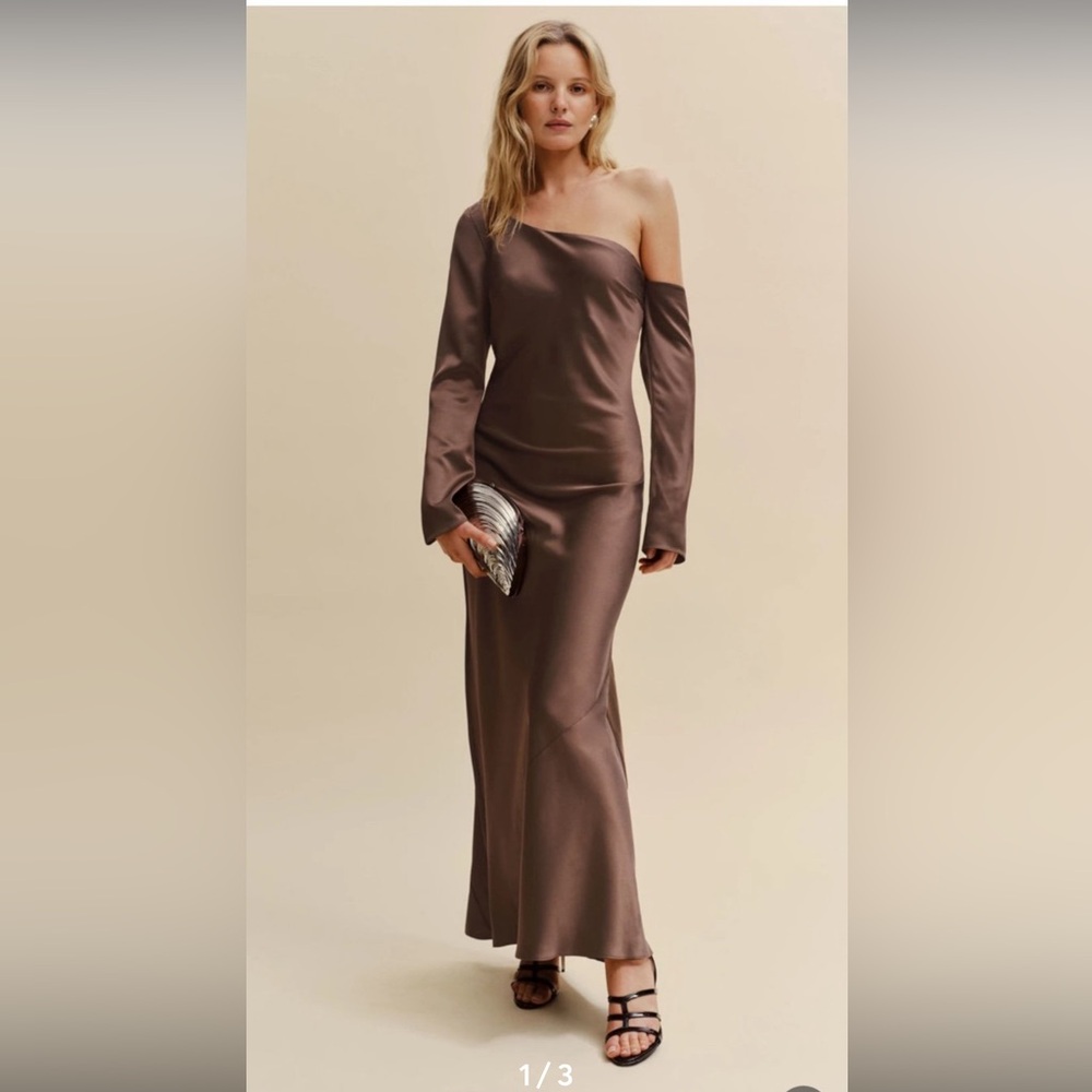 Reformation Brown Off-Shoulder Dress